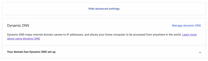 Screenshot of the advanced settings for Google Domains DNS