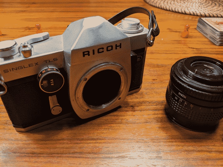 Ricoh Singlex TLS camera with its lens removed
