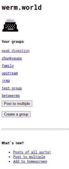 Screenshot of the group list page
